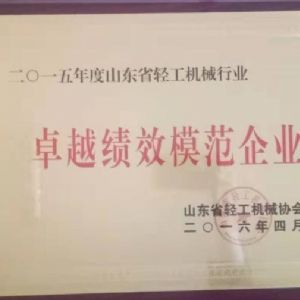 山東省輕工業(yè)機械行業(yè)卓越績(jì)效模范企業(yè)